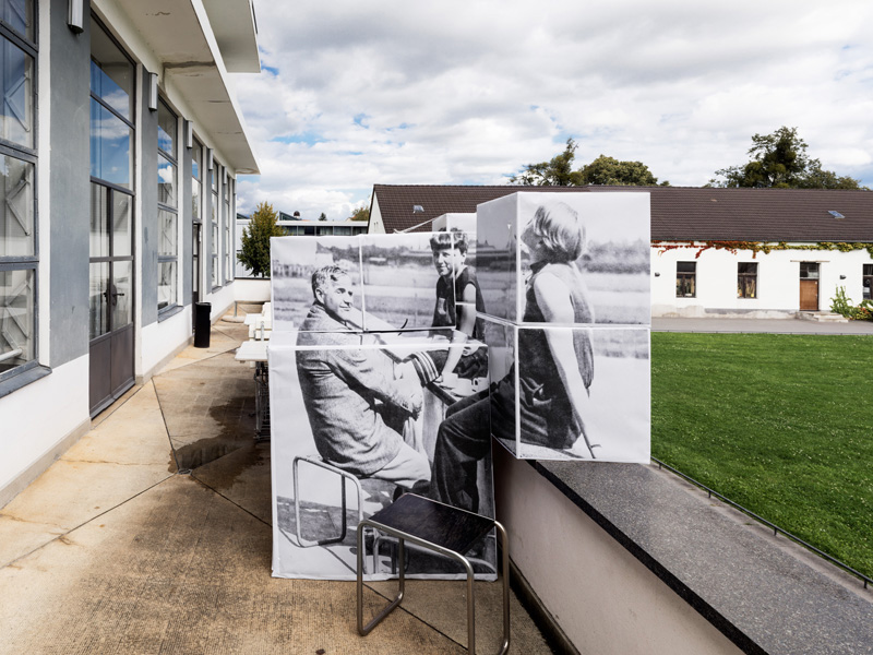 Georg Brückmann: 2017 Bauhaus Dessau 18, Hannes Meyer with students on the terrace, Fine Art Print, 52 x 76 cm, Ed. 5 und 105 x 140 cm, Ed. 3

