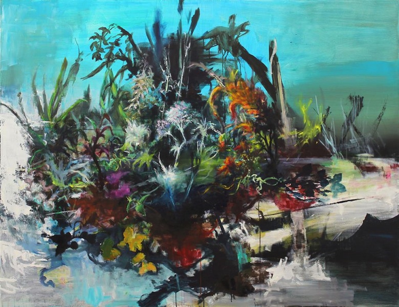 Alexander König: Gartenstück, 2016, Acryl und Öl auf Leinwand, 150 x 195 cm

